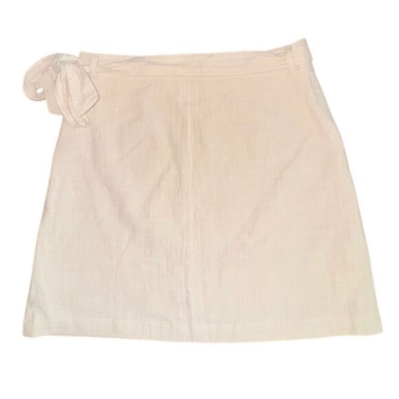 Altar'd State Women's Cream 100% Cotton Mini Skirt w/ Wrap Tie Belt Size Large - Picture 2 of 6